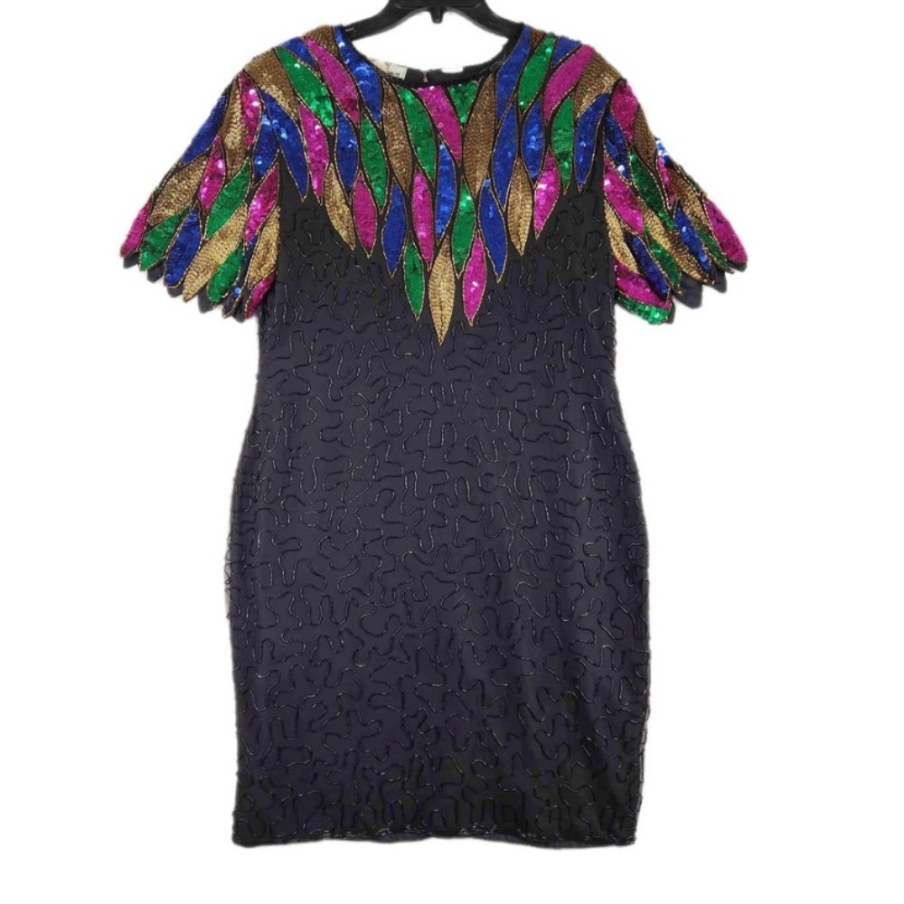Vintage Stenay 80’s Sequin Beaded Dress Size 14